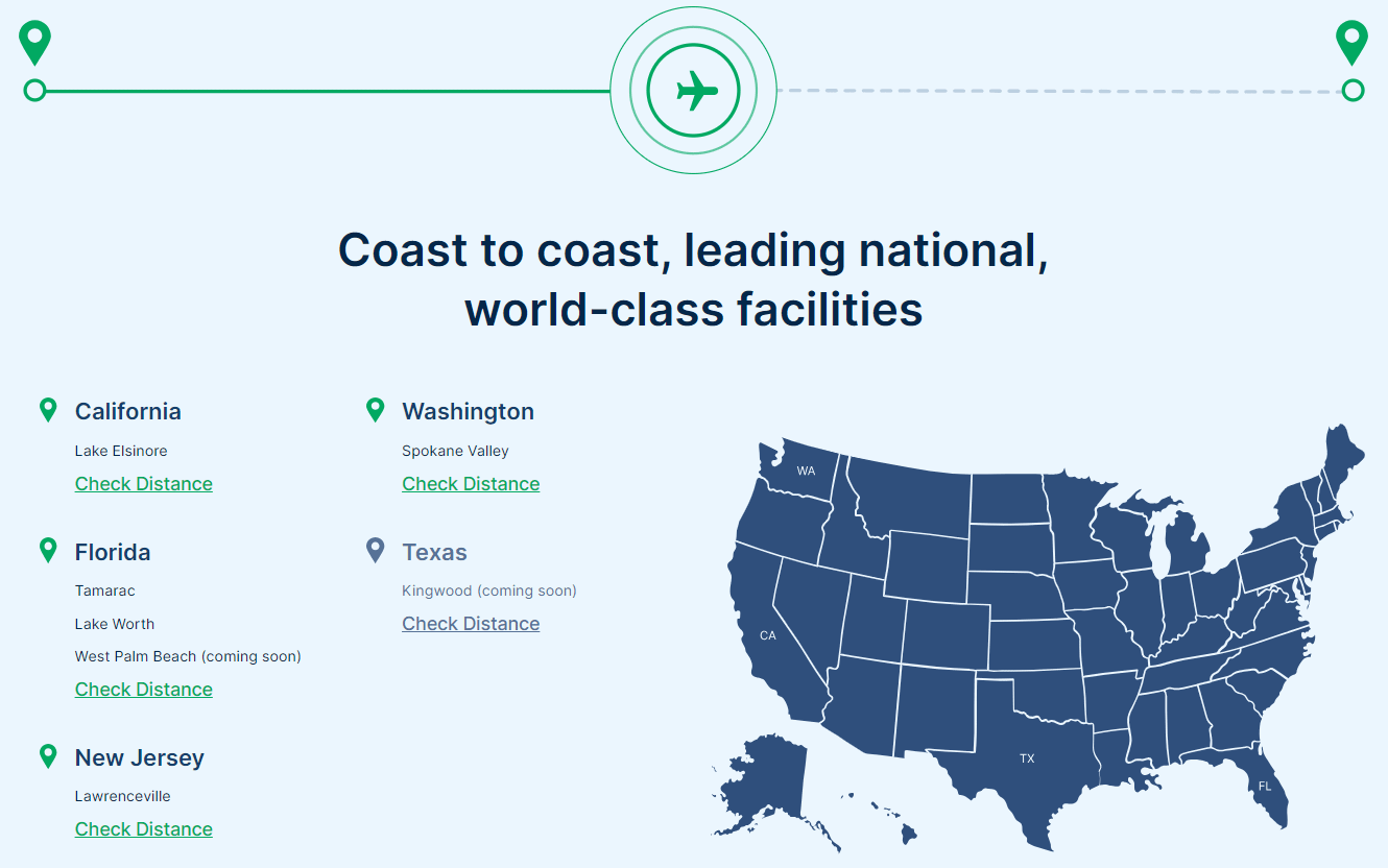 We Level Up Treatment Centers National Map